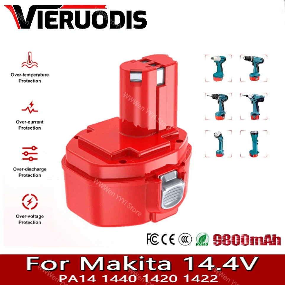 

14.4V 9800mAh Ni-CD Power Tools Rechargeable Battery Pack for Makita Cordless Drill PA14 1433 JR140D 1420 6280D 6281D 6333D