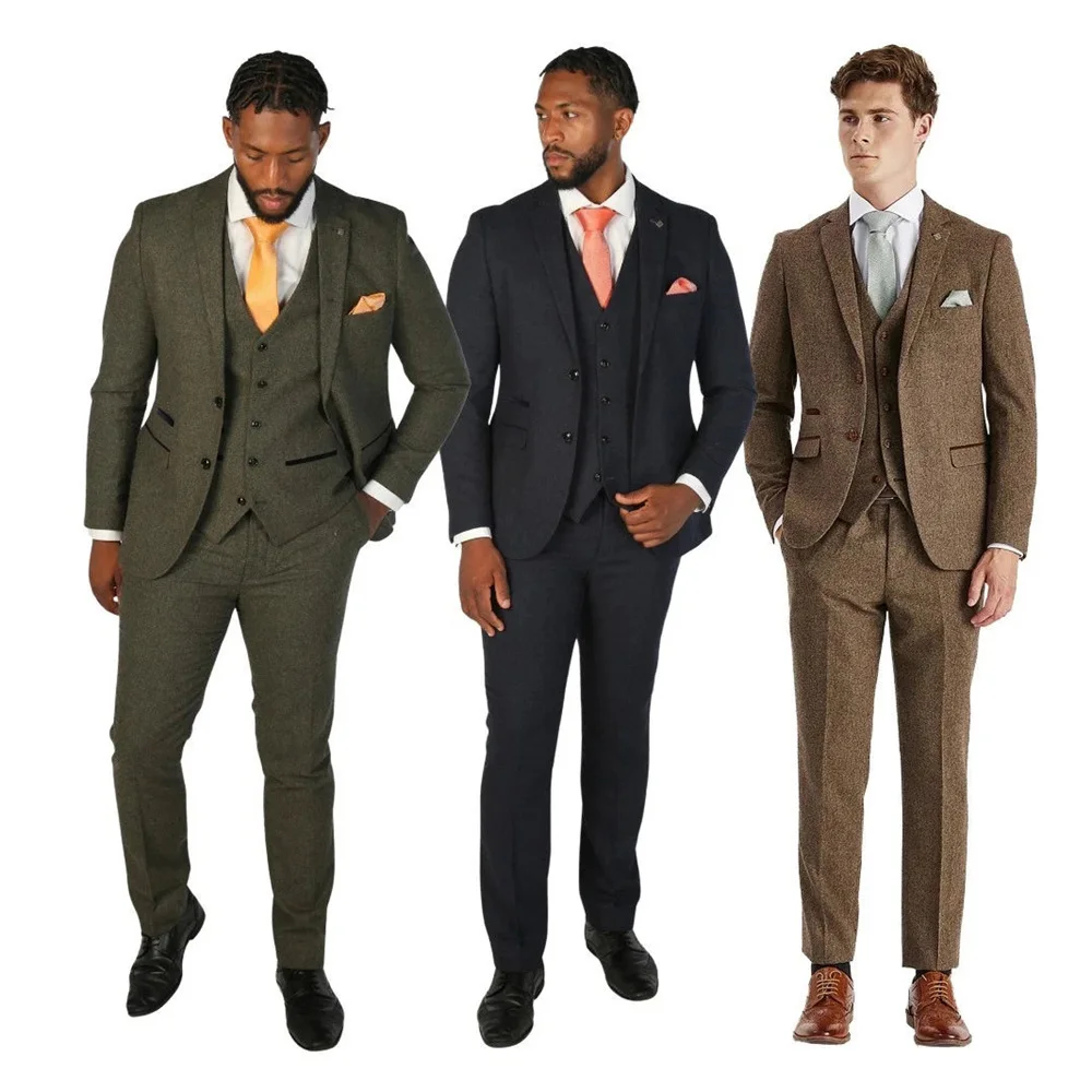 

Tweed Man Suits Men's Sold Separately Wool 3 Piece Suit Groom Tuxedos Groomsman Suit Dinner Suit