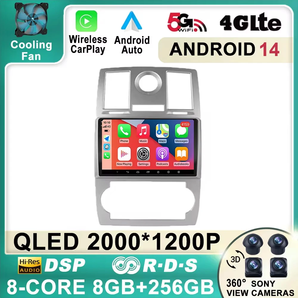 

Android 14 For Chrysler Aspen 300C 2004 - 2008 Autoradio Multimedia Player QLED Screen Carplay Android Auto Car Radio DSP RDS 4G