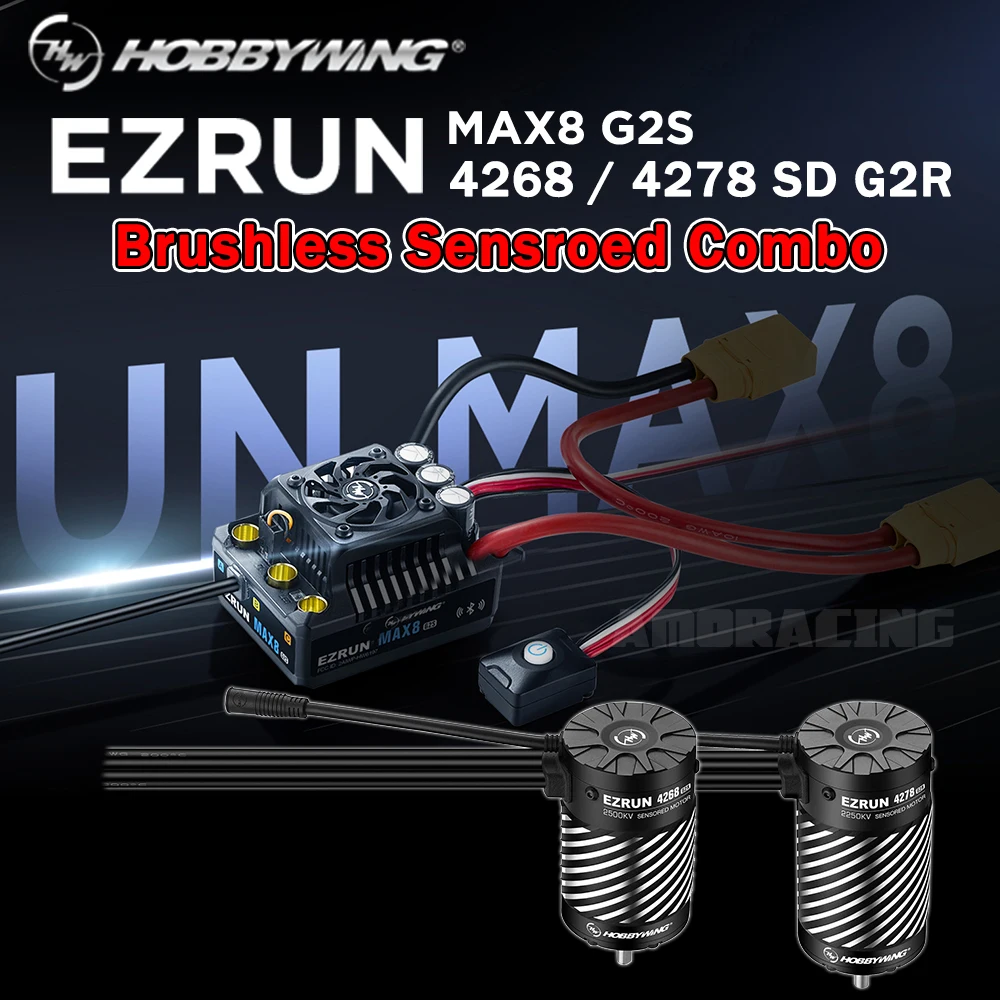 HOBBYWING EZRUN MAX8 G2S 160A ESC 4268 2500KV 4278 2500KV G2R Motor Brushless Senored Combo For 1/8 RC Car Buggy Monster Truck