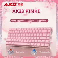 Ajazz Ak33 Pink Mechanical Keyboard 82 Key Game Keyboard Girl Heart Office Keyboard Rgb White Backlit Pc Laptop Backlit Keyboa