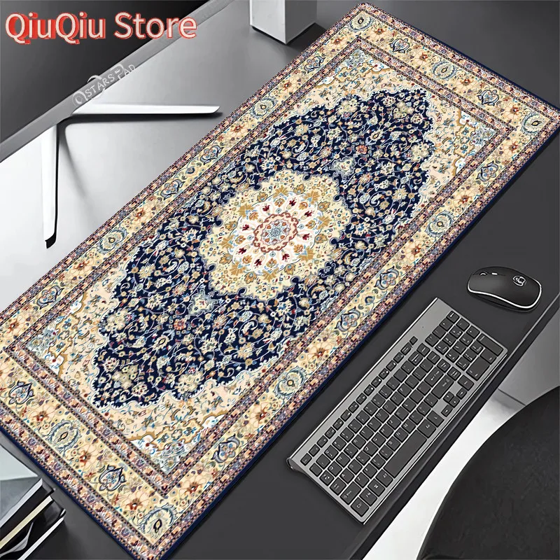 Persian Carpet Mouse Mat 90x40cm Computer Large Mousepad Flower Office Rubber Mat Non-slip Table Pads 80x30 Notebook Computer De view 4