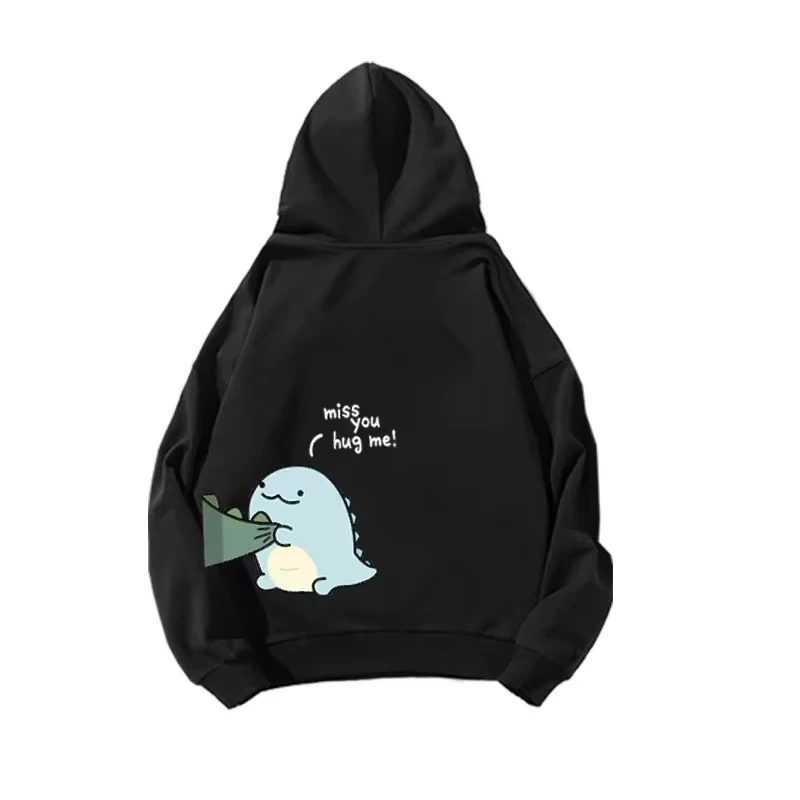 Autumn and Winter Cute Rock Dinosaur Fashion Print Men's Casual Harajuku Y2k Cartoon Couple Hoodie As A Gift for Couples
