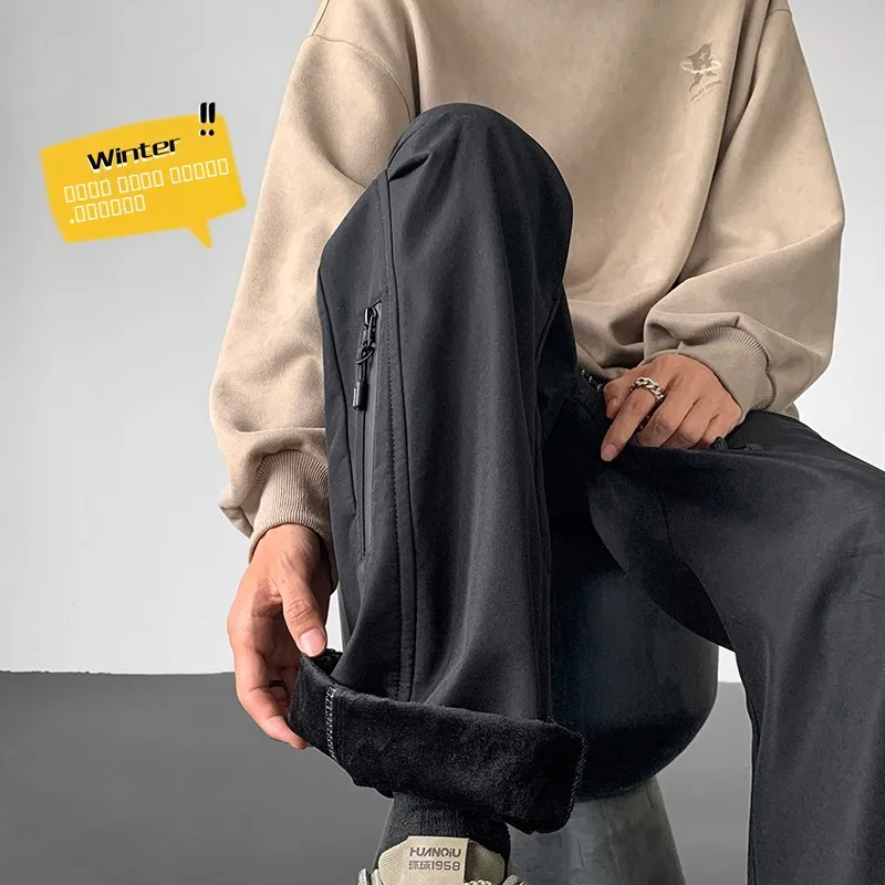 

Американские утепленные ветрозащитные водонепроницаемые брюки на молнии свободного прямого кроя для мужчин и женщин, осень-зима