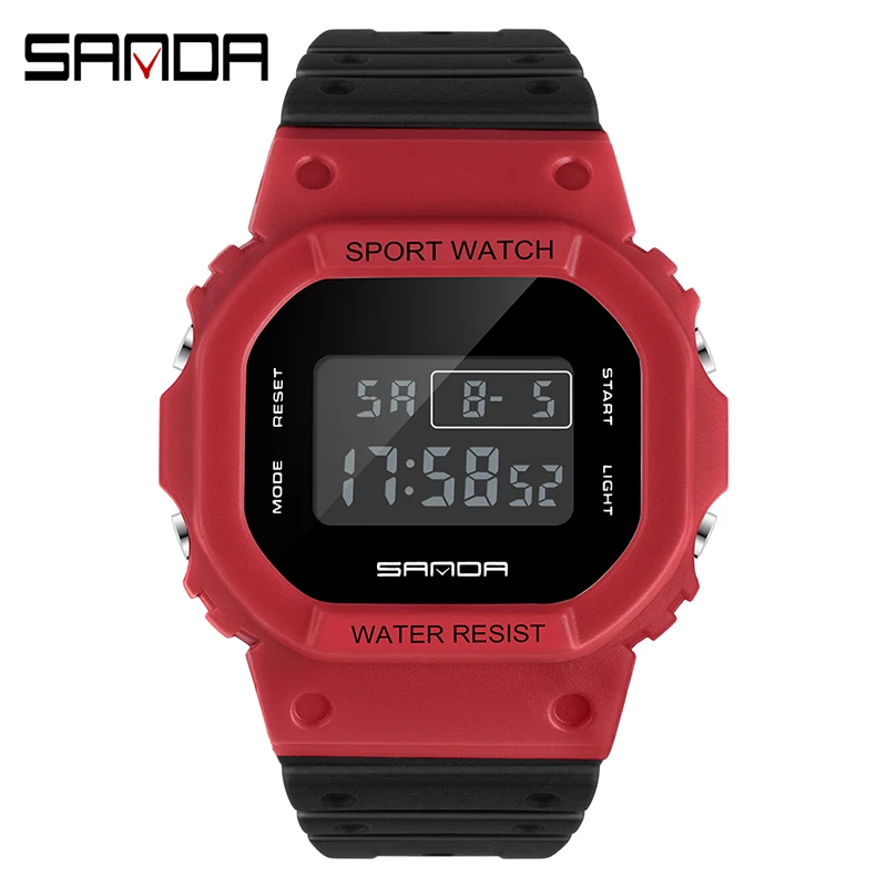 Fashion Sanda Top Brand Luxury Women Sport Watch Waterproof Square Electronic Led Digital Clock Led Countdown Reloj Mujer