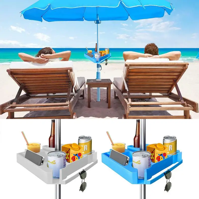 

Portable Umbrella Table Tray Patio Table Tray Umbrella Table, Included 4 Cup Holders 3 Snack Compartments 3 Sunglasses Holes