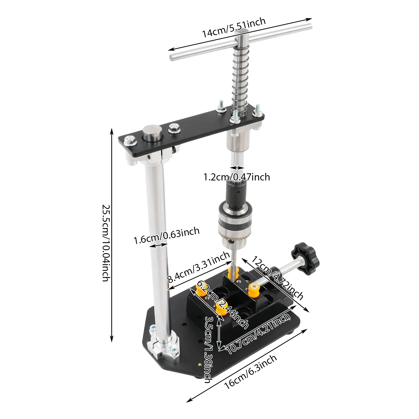6.3*4.72*10.04in preto precisão mão tapper portátil manual máquina de batida mesa com chave conveniente