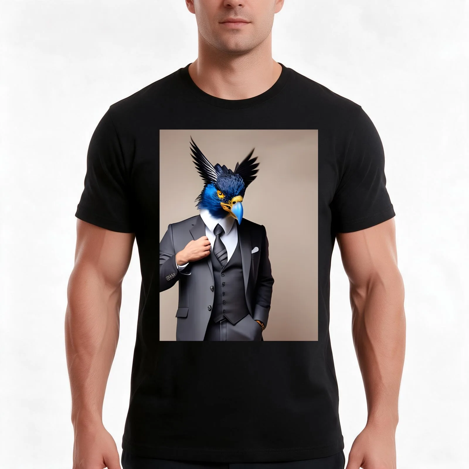 Animals in Clothes Pet Portrait Animal in Suit Animal Head Human Body T-Shirt Summer Casual Cotton Tee Unisex Men Women