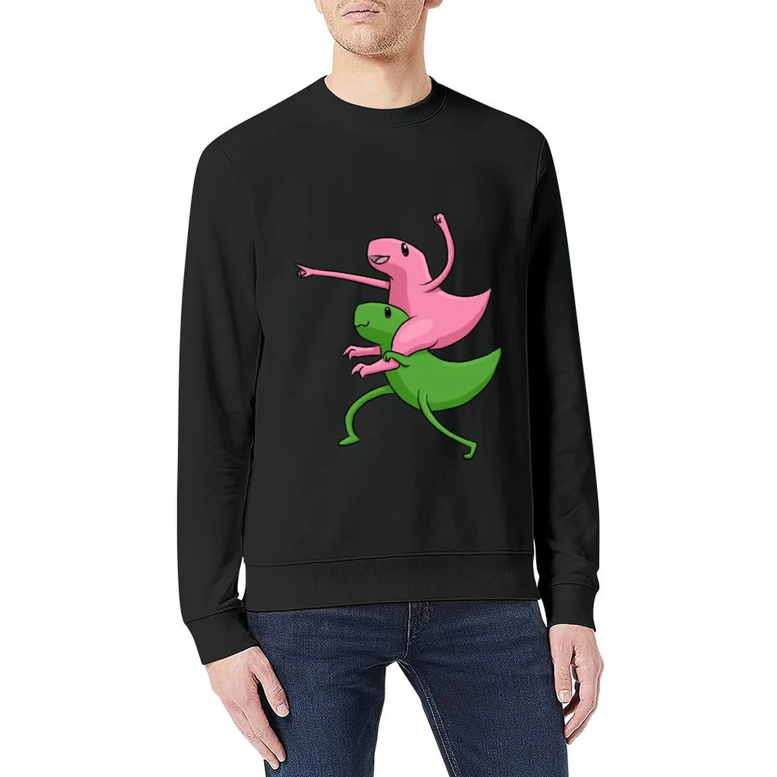 2 dino team up Pullover autumn korean autumn clothes graphic t shirts men aesthetic clothing sweatshirt men