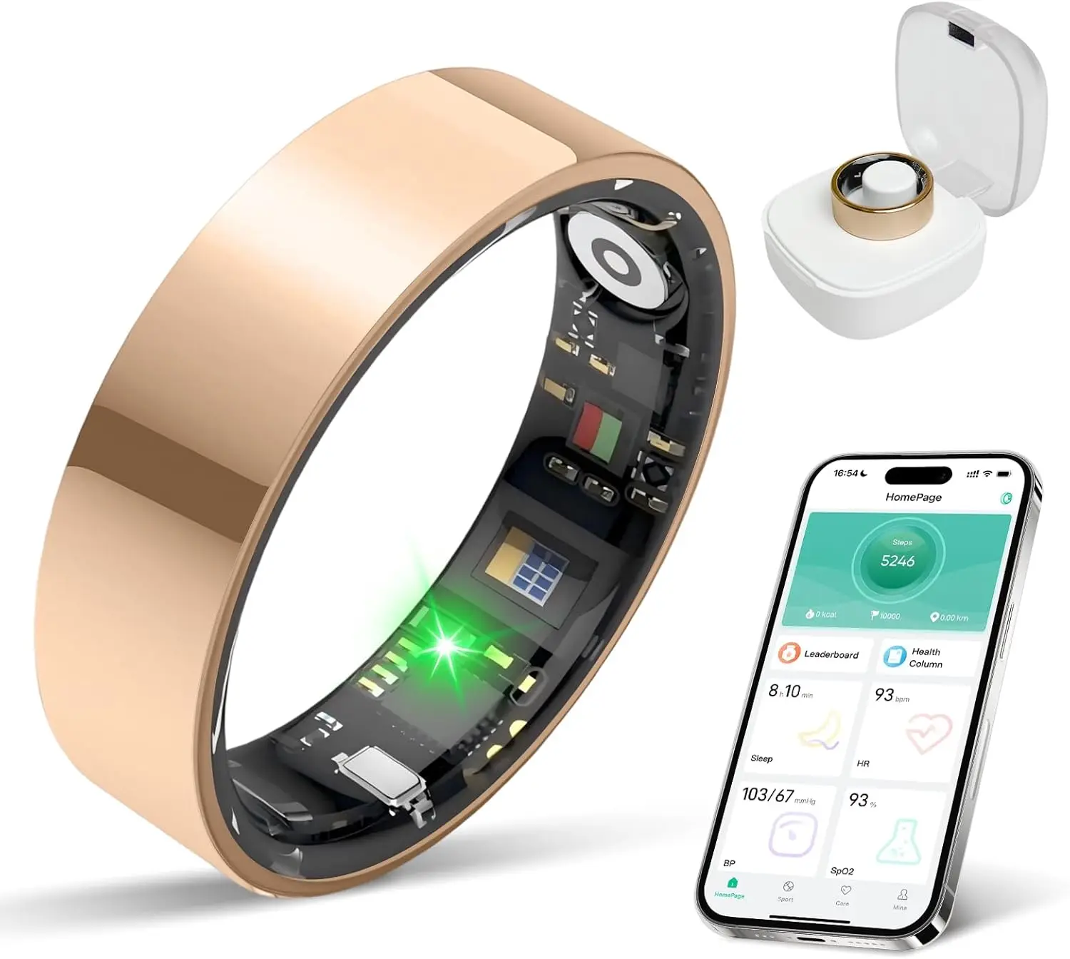 

Smart Ring Health Tracker: Monitor Sleep, Exercise, Heart Rate & Blood Pressure, 5-Day Battery, Waterproof for iOS/Android