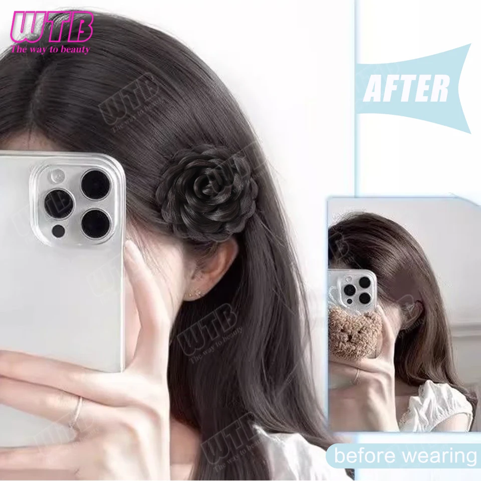 Synthetic Wig Braided Bun Wig With Duckbill Clip Suitable for Novice Ladies and Girls to Wear in Daily Festivals