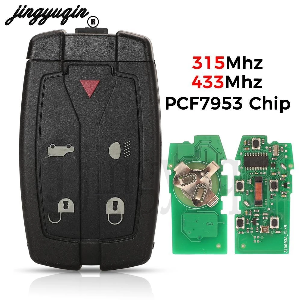 

jingyuqin 315Mhz/433Mhz For Land Rover Freelander 2 3 Ranger Rover Evoque Discovery 4 Remote Car Key PCF7953 Chip Fob 5 Buttons