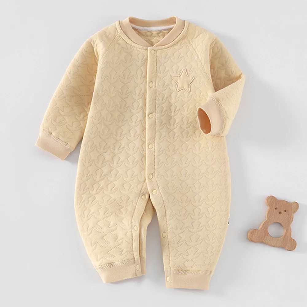 Long Sleeve Romper For Girls Quilted Warm Autumn Winter Infant Boutique Clothing My First Christmas Baby Boy Jumpsuit