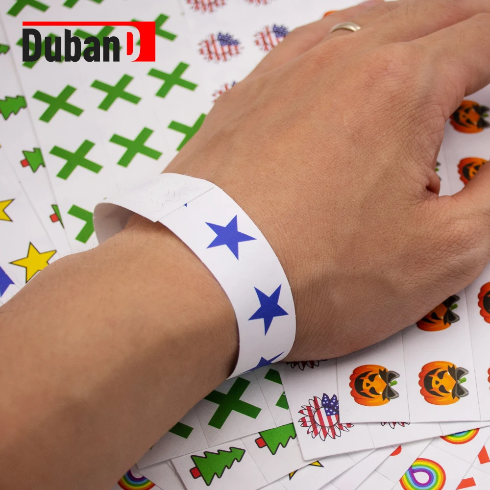 500 Pieces Custom Black Printed Tyvek Paper Wristbands Disposable Waterproof Dupont Bracelets Armband for Meeting Party Events
