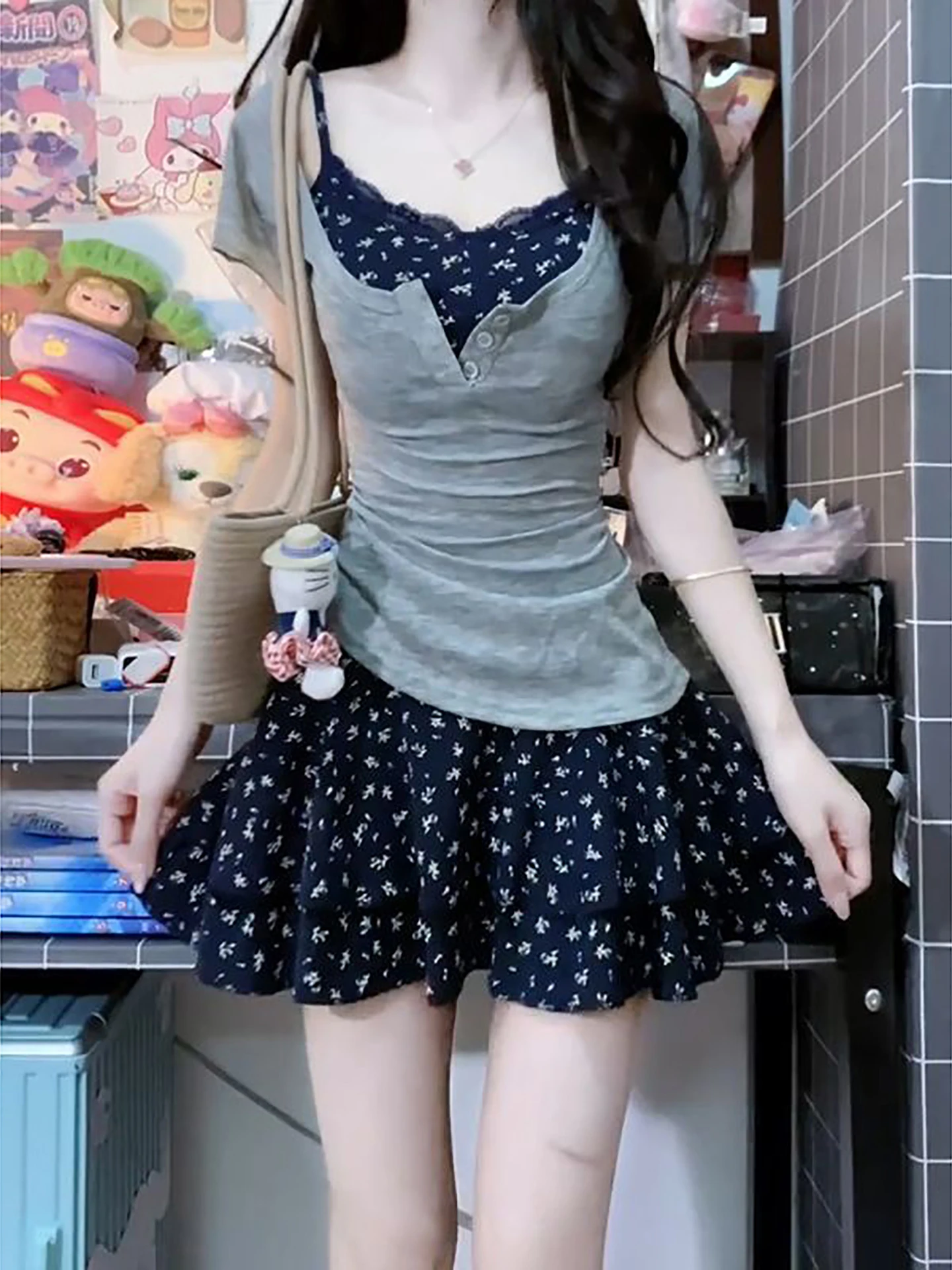 

Floral Print Dress And Short Sleeve Cover up Top Women's Fashion Spring Summer Casual Breathable Lightweight Set