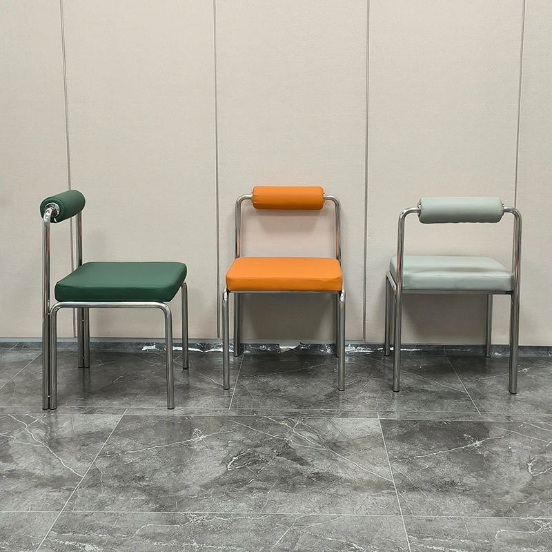 

Stainless Steel Dining Chair Luxury Backrest Chair Modern Designer Restaurant Seat Elegant Metal Stool for Kitchen & Living Room