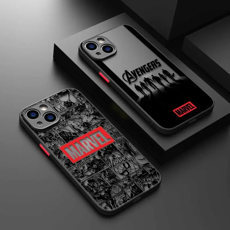 Marvel Avengers Spiderman Comics TPU Matte Phone Case For iPhone 15 11 14 13 12 Pro Max Mini X XR Xs 8 6 7 Plus Silicone Cover