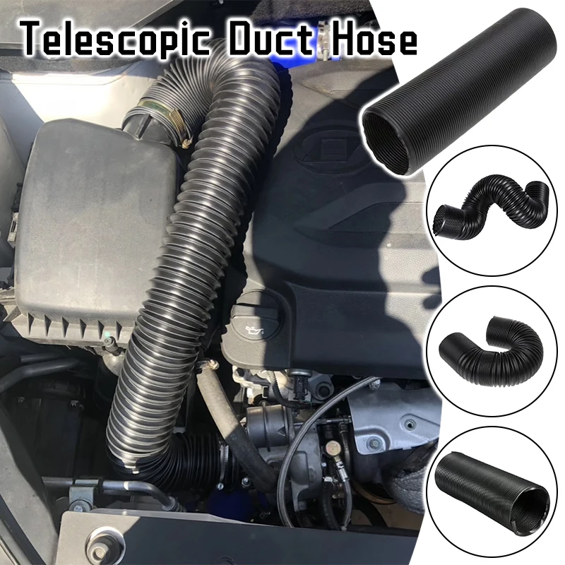 Tubo de entrada de filtro de aire acondicionado automotriz, 25-100cm, 76/63/51mm, alambre de acero corrugado, entrada de aire, conducto telescópico, motores de manguera