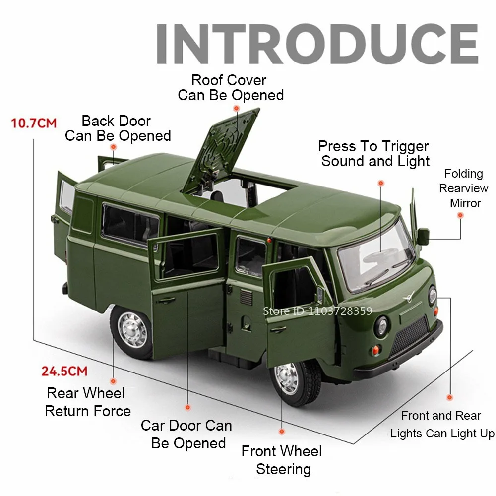 Modèle de voyage UAZ russe 1:18, voitures jouets en alliage moulé sous pression, véhicules tout-terrain Lada NIVA, son et lumière, portes ouvertes, cadeaux pour enfants