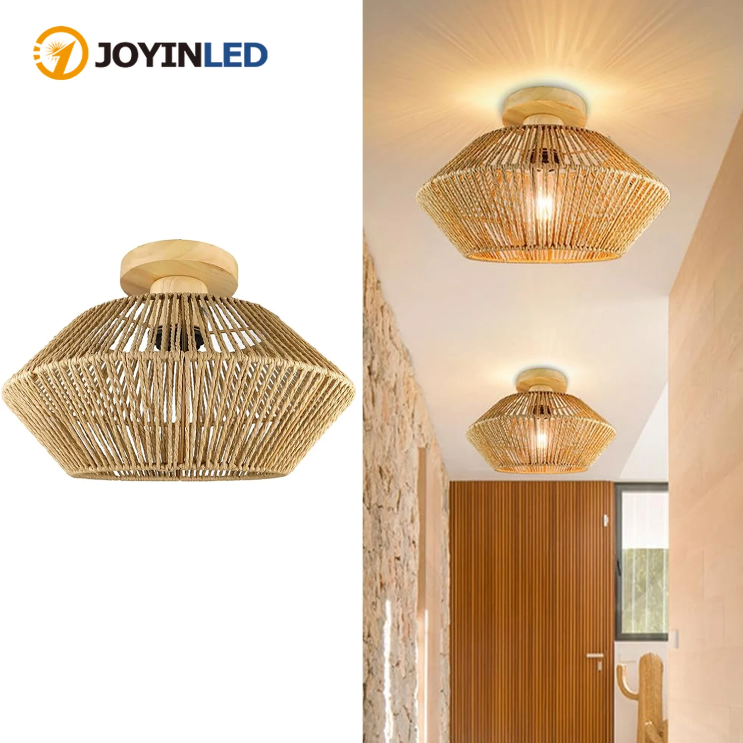 joyinled-ボヘミアンラタン製シーリングライト-リビングルーム用籐製シャンデリア-寝室、ダイニングルーム、廊下用シーリングライト