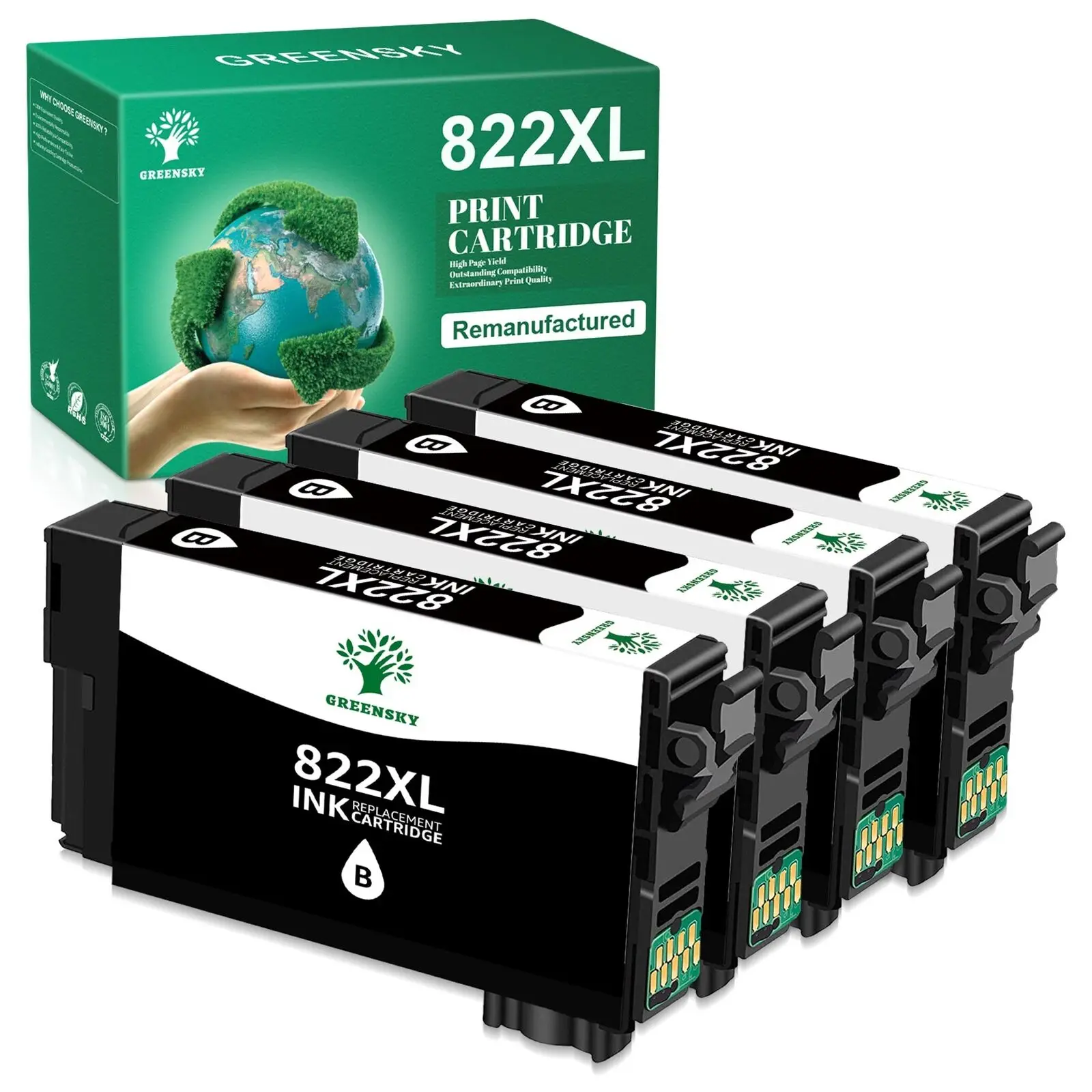 Cartouche d'encre noire 822XL T822XL, 4 paquets, pour Epson WorkForce Pro WF-3820 WF-4833