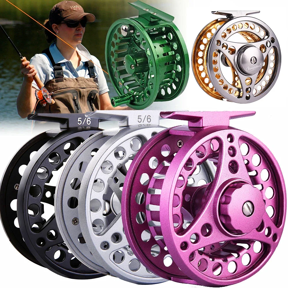 Sougayilang Fly Fishing Reel Ultralight 5/6WT Large Arbor Aluminum Fly Fish Reel Metal Spool Fishing Reel Left Right Interchange