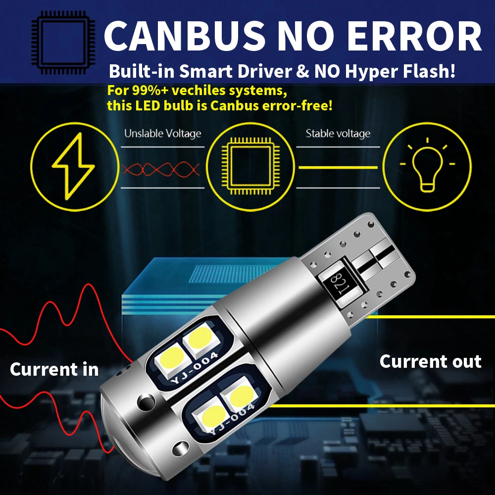 2pcs High Quality T10 W5W Super Bright Car Interior Reading Dome Light Marker Lamp 168 194 LED Auto Wedge Parking Bulbs Orange