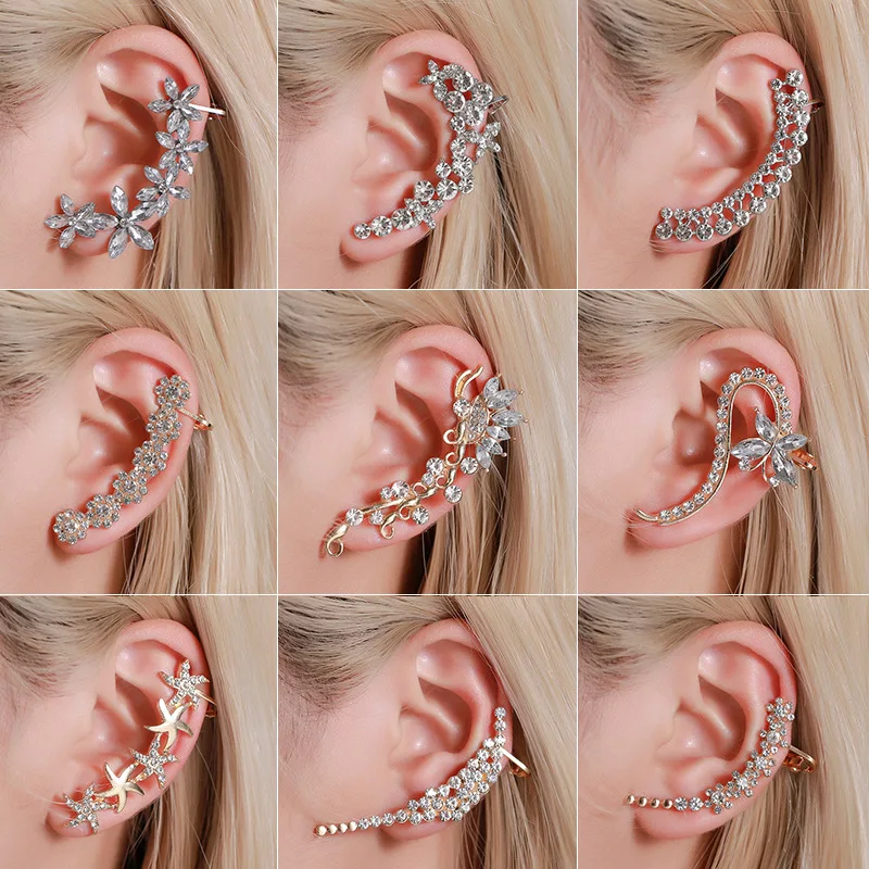 Simple Geometry Earrings For Women Girl Trendy Elegant Design Sweet Flower Zircon Ear Clip Girl Birthday Party Jewelry Gifts