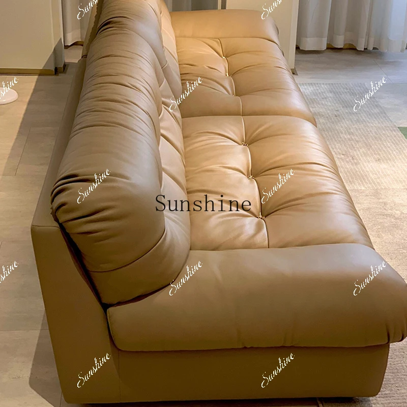 Modern simple size apartment straight row household leather sofa living room  FT