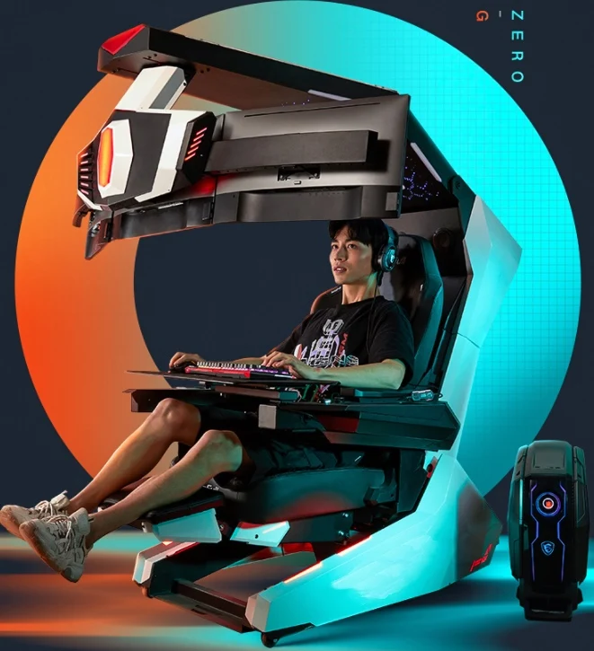 Comfortable Luxury Recline Workstation Chair Computer Cockpit With Massage Speaker Star Ceiling RGB High Back Imperator Works view 5