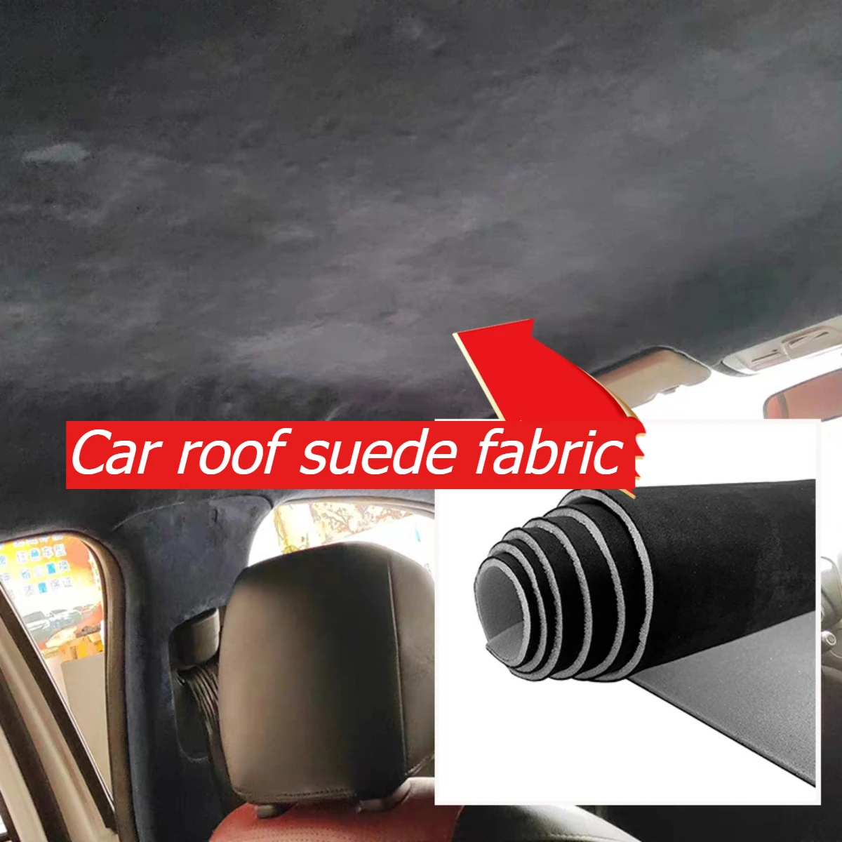 

Car Suede Roof Ceiling Sky Headliner Fabric Foam Backed Cloth Trim for Auto SUV RV Upholstery Interior Headlining Roof Fabrics