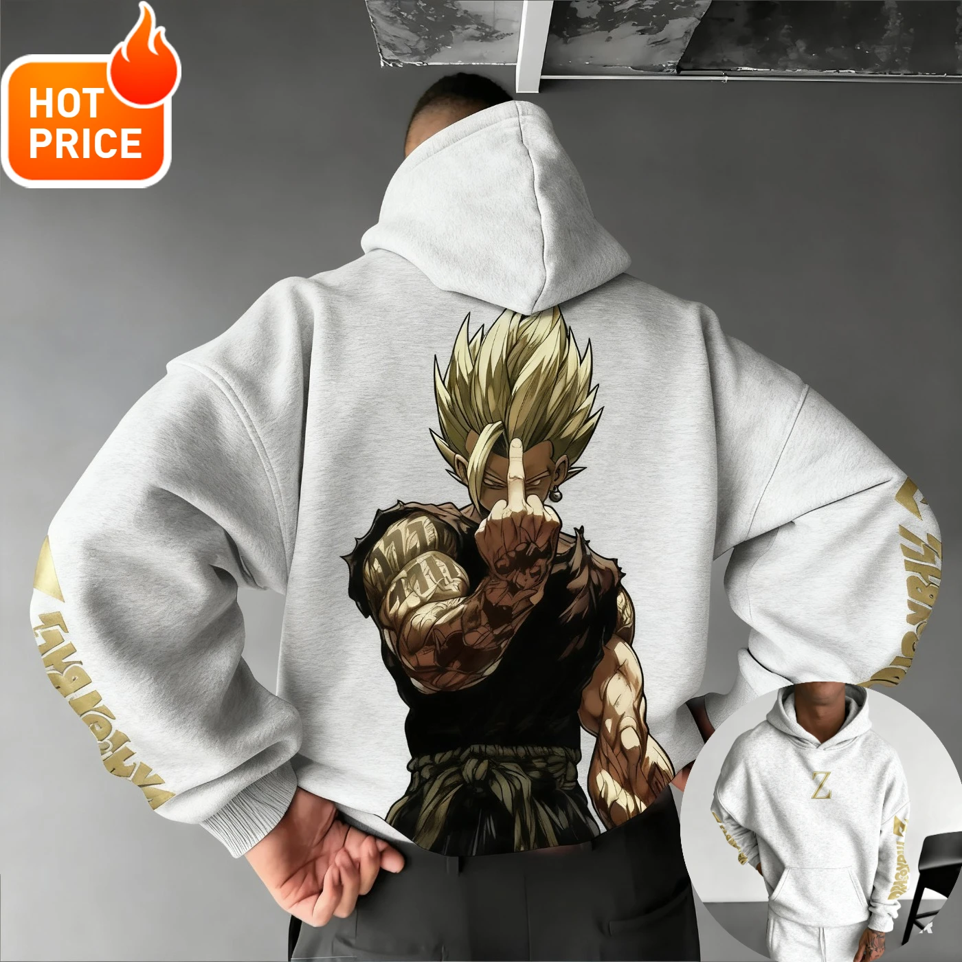 เสื้อฮู้ดผู้ชายลายซุนโกคู ดราก้อนบอล สไตล์ฮาราจูกุ สำหรับฤดูหนาว เสื้อสตรีทแวร์วินเทจทรงโอเวอร์ไซส์ เสื้อฮู้ดแขนยาวแบบยูนิเซ็กส์