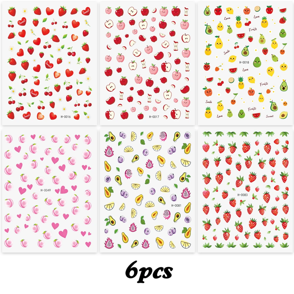 6 шт. наклеек для ногтей с изо – обзор и цена Nail Art Strawberry