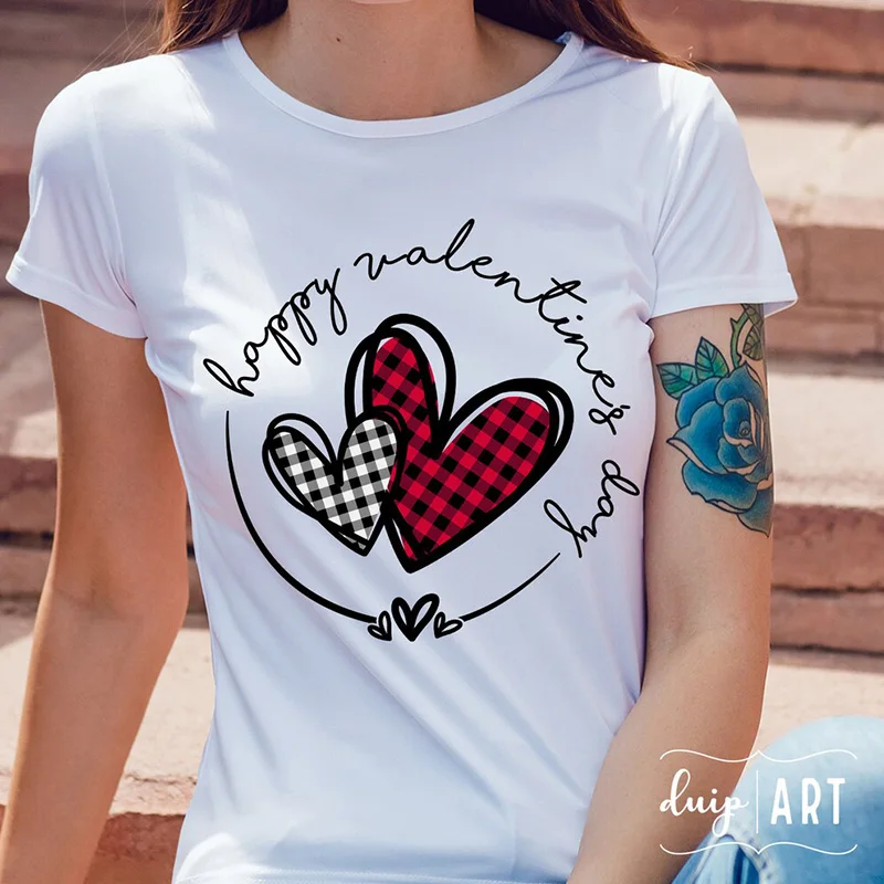 

Happy Vadentines Day Women T Shirts Y2k Fashion Tshirt Causal Cotton Short Sleeve Tops Valentines Day Gift Couple T-shirt Female