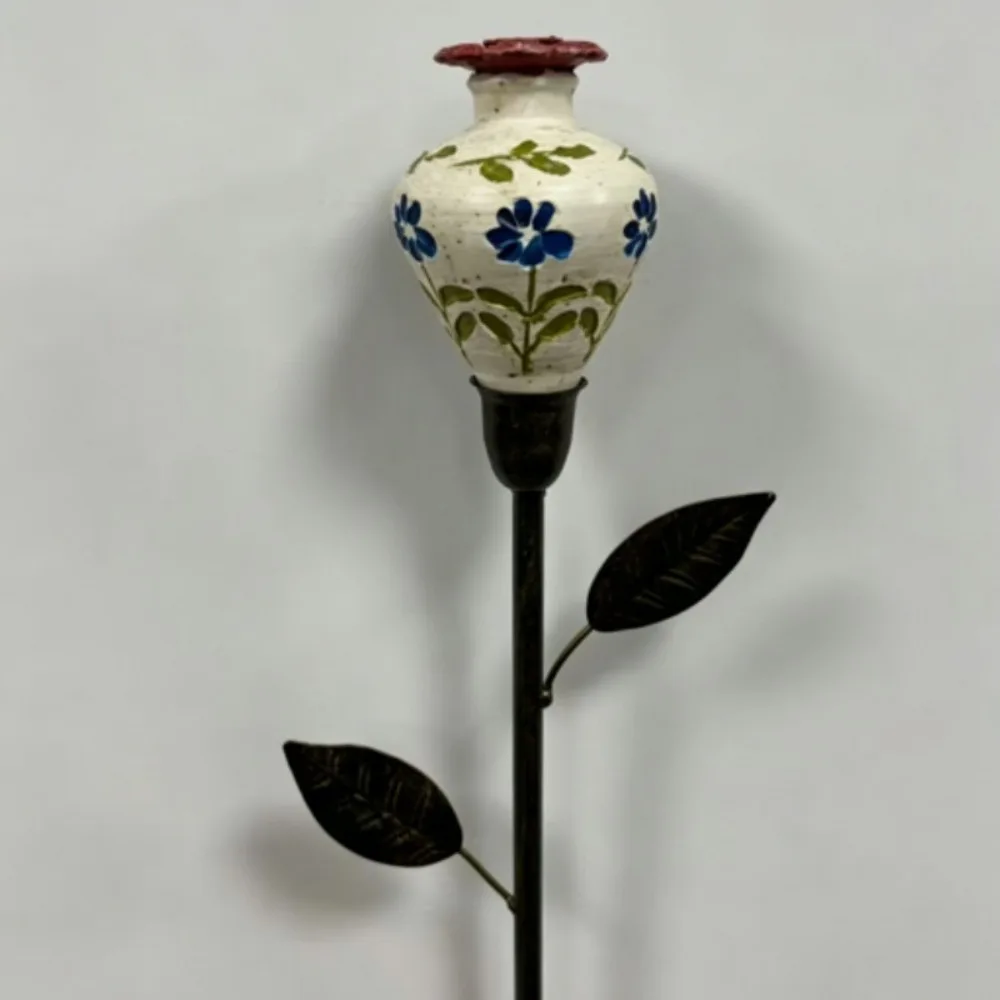 Vintage Hummingbird Feeder Garden Stake Hand Painted Resin Flower Bird Water Drinker Rust-resistant Anti-leakage