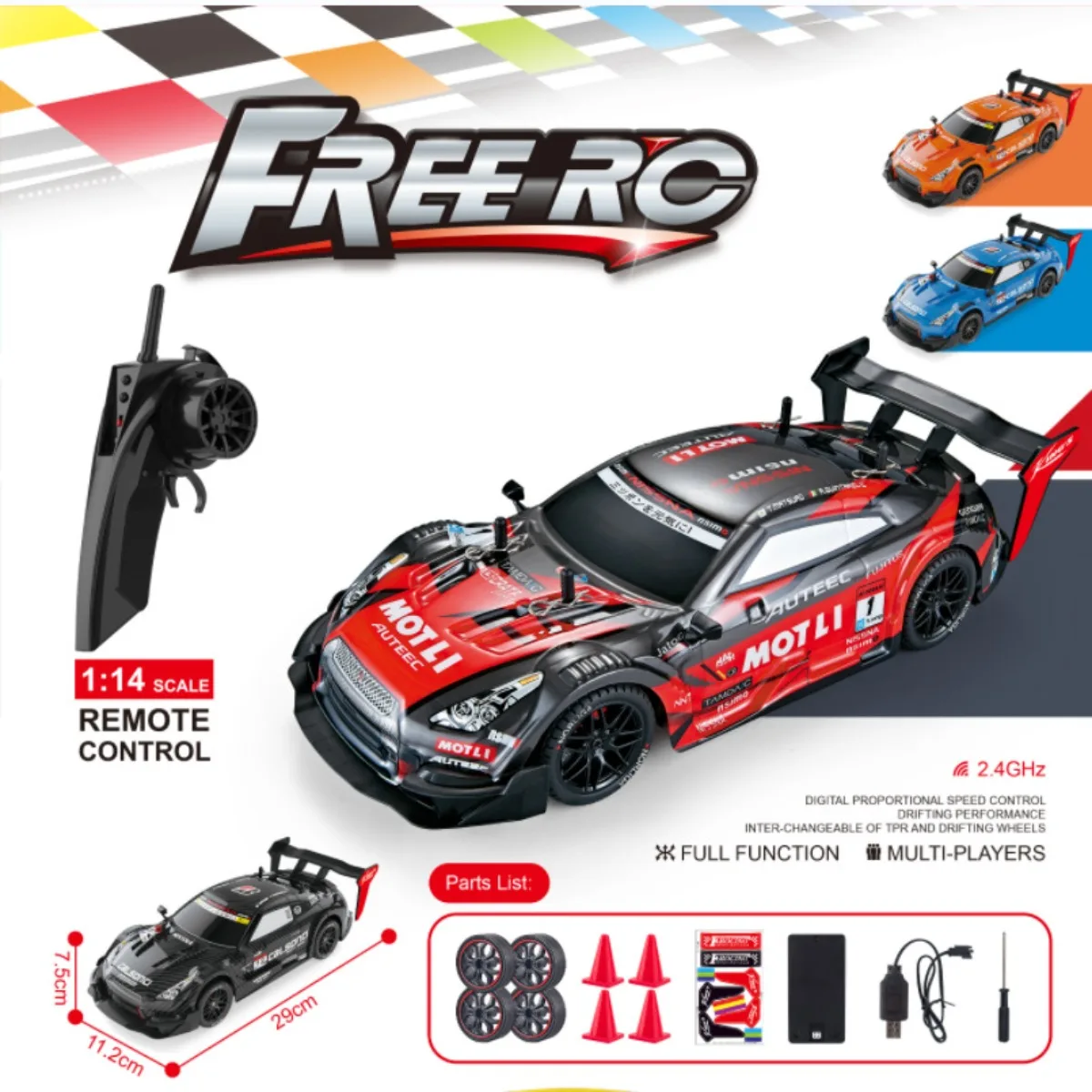 Voiture de course à la dérive GTR 2.4G pour enfants, véhicule télécommandé, radio tout-terrain, jouets de loisirs électroniques, version