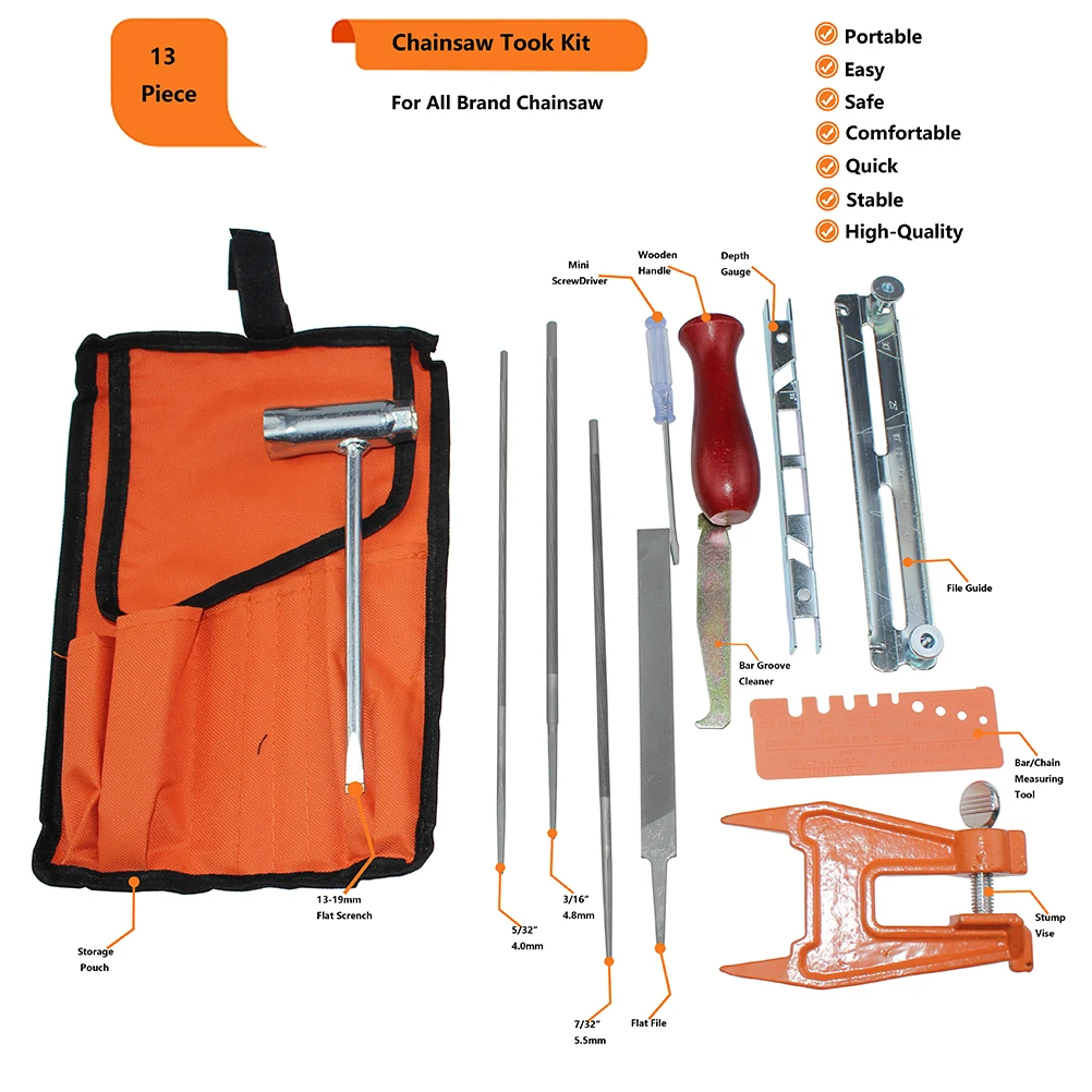 Sharpener File Kit Stump Vise For all brand Chainsaw