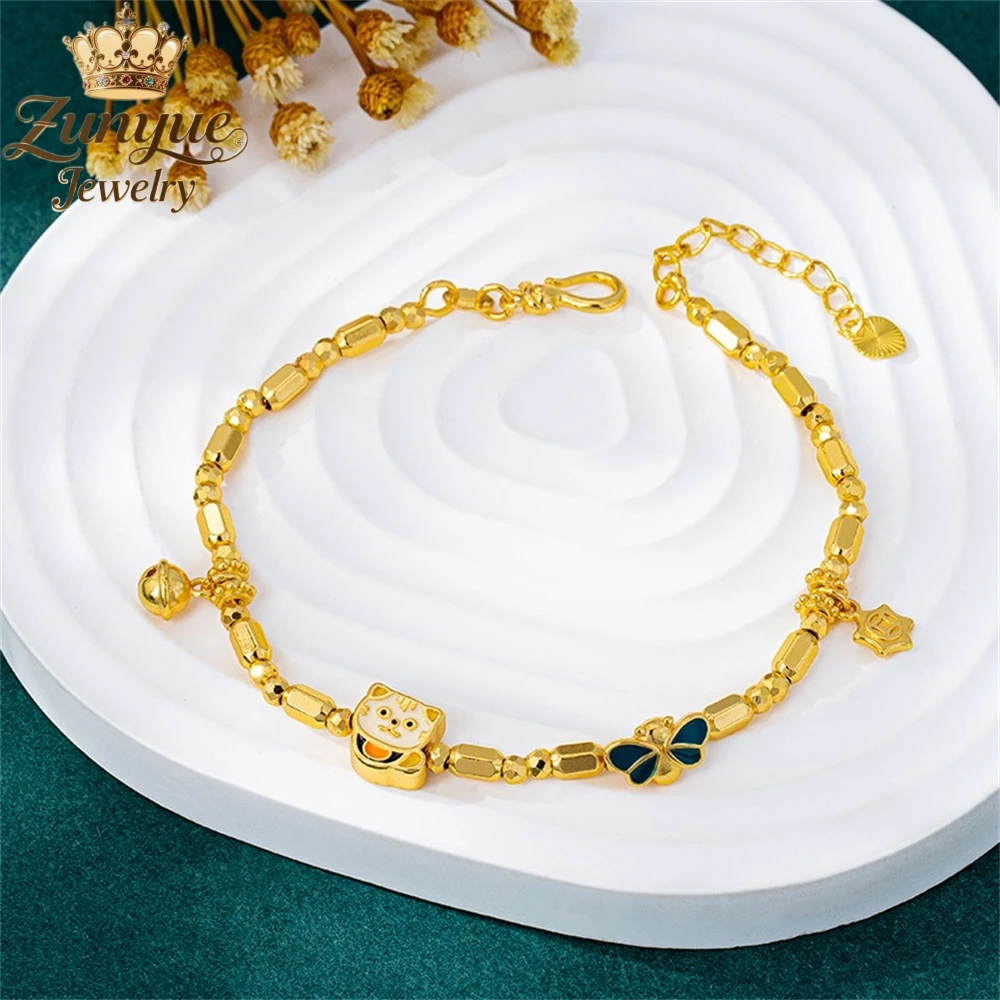 

Sand Gold Kitten Sun Flower Butterfly Bracelet Luxury Quality Jewelry Fashion Jewelry Best Selling Exquisite Charms Elegant Gift
