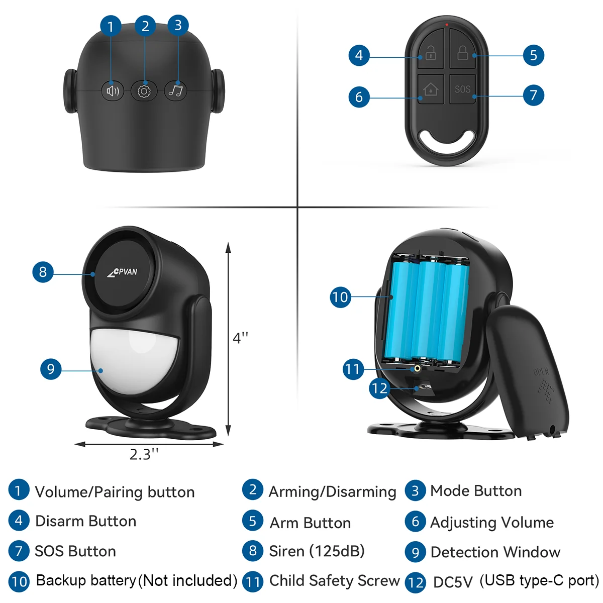 Imagem -02 - Cpvan-tuya Smart Home Alarm System sem Fio Wi-fi 2.4g Segurança contra Roubo Sensor de Porta Detector de Movimento Sensor