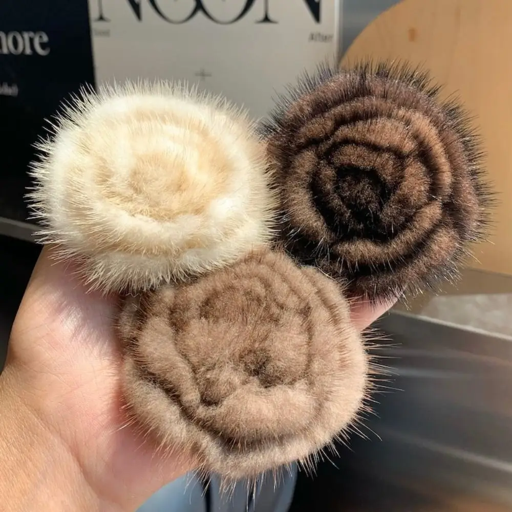 Women\'s Real Mink Fur Flower Brooch Women\'s Simple Fashion High-end Sweater Pin Accessories Clothes Scarf Decorative Accessories