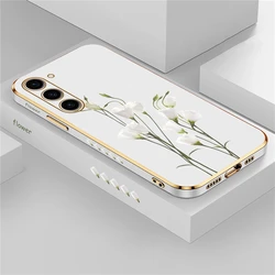 White Flower Phone Case For Samsung Galaxy S24 S23 S21 S22 Ultra S20 FE A52 A55 A54 A72 A25 A15 A33 Note 9 20 Silicon Soft Cover