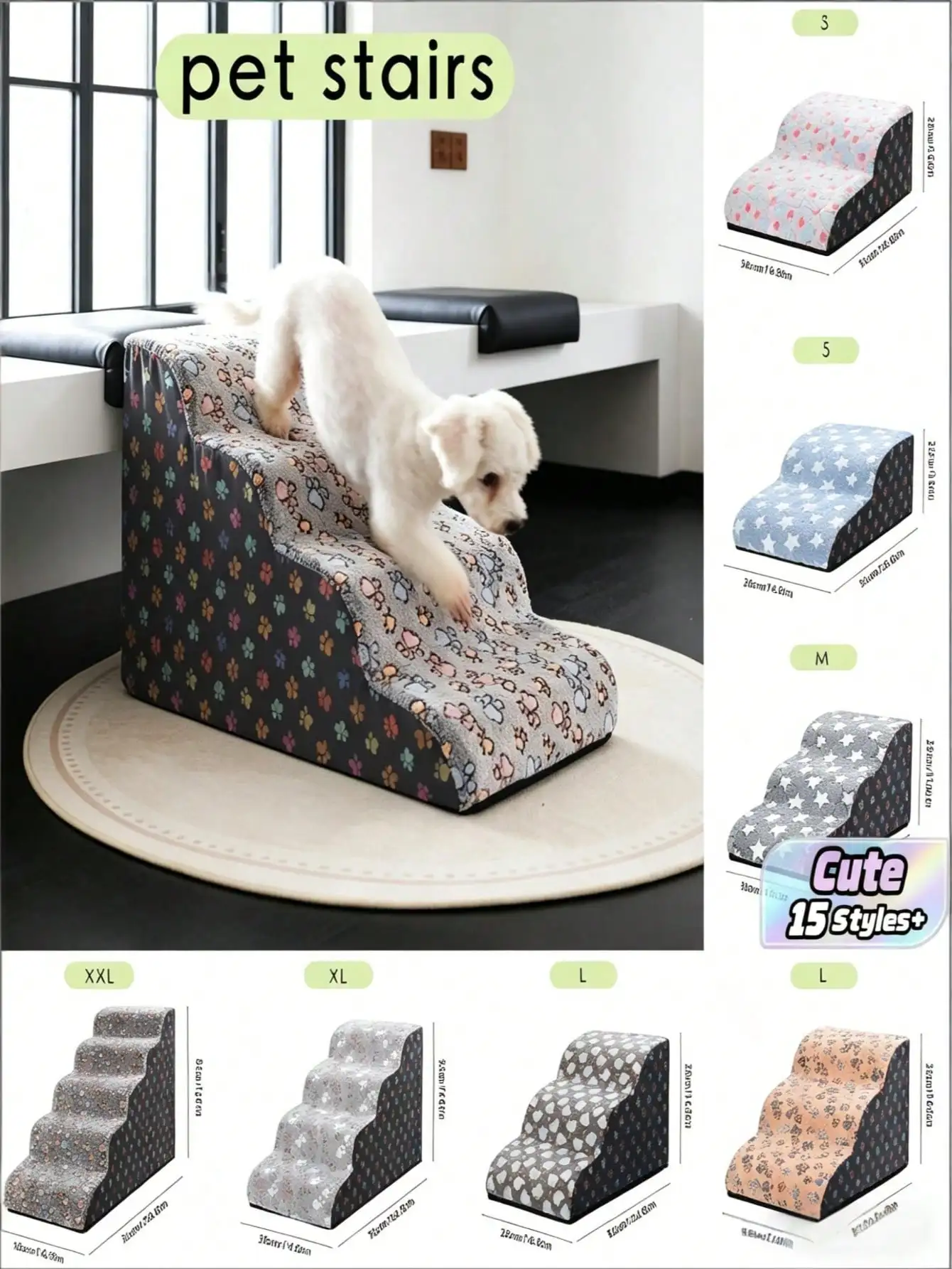 

Pet Stairs, Dog Climbing Ladder Steps, Non-Slip Climbing Ladder Suitable For Small, Medium And Large Dogs To Use On Bed, Cat Bed