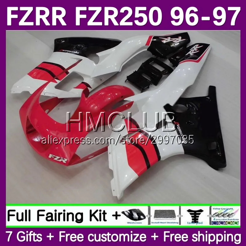 Fairing Kit For YAMAHA FZR250R FZRR FZR 250 250R FZR250 R RR 153No.12 FZRR250 FZR250RR 96 97 FZR-250 1996 1997 Body white red