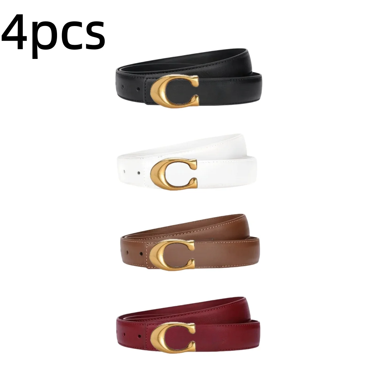 4Pcs Women C‑Shape Buckle Waist Belts Multi‑Color Smooth Decor Waistband For Daily Outfit
