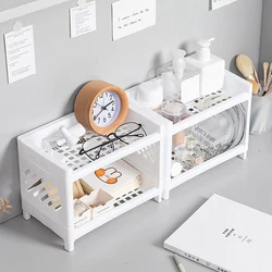 Double-layer Storage Rack Shelf Desktop Storage Rack Plastic Desk Shelves Cosmetic Sundries Organizer Storage Multifunctional