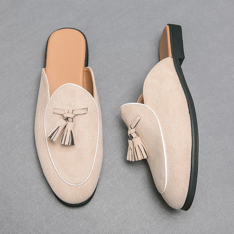 

Men's Slippers Summer Baotou Half Slipper Fashion Casual Mules Slippers Luxury Designer Slip on Men's Loafers Chanclas De Hombre