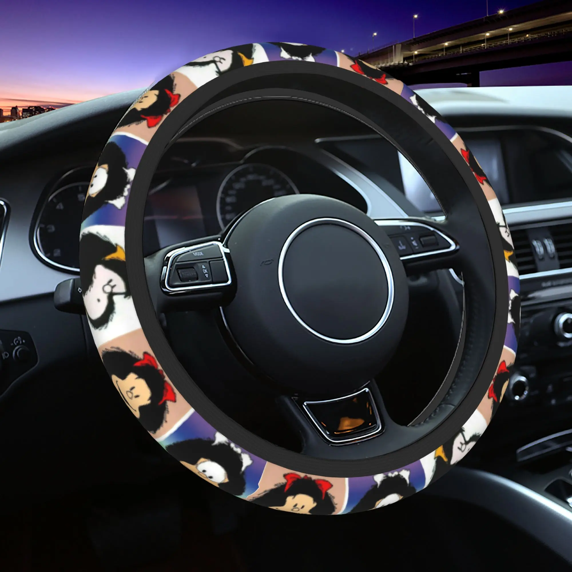 37-38 Car Steering Wheel Covers Mafaldas Anti-slip Braid On The Steering Wheel Cover Car-styling Elastische Car Accessories