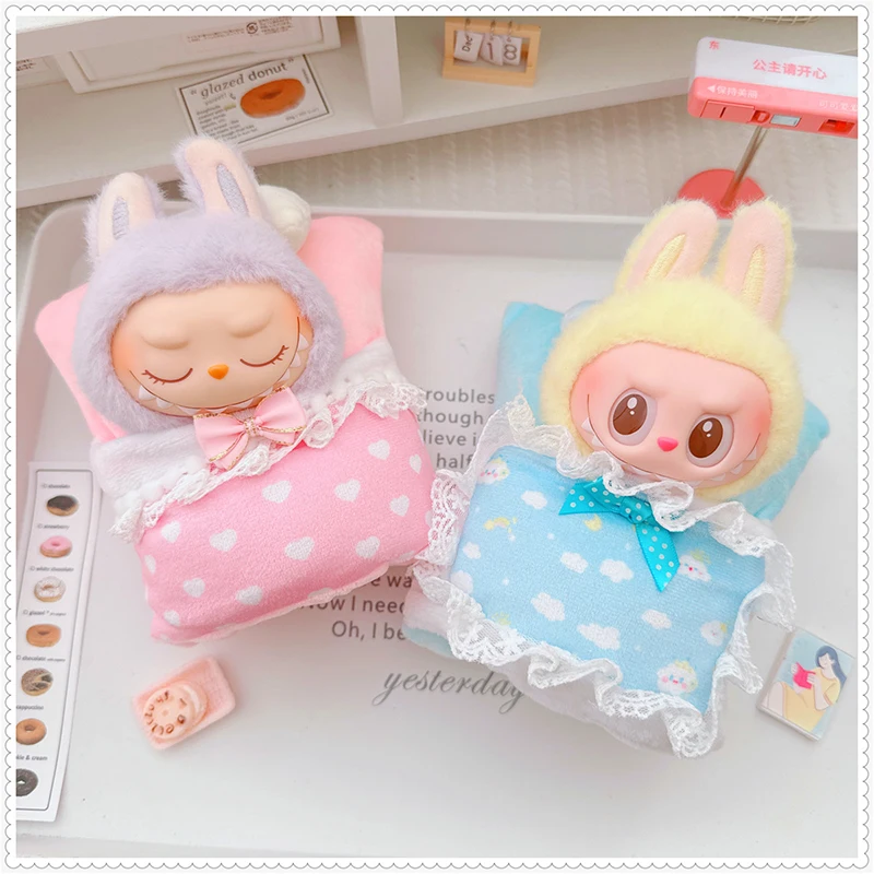 

Doll Bed for Labubu Bed Contain Pillow Sleeping Bag Doll Body for Doll Accessories Cute Labubu Doll Lace Bedding Quilt Pillow