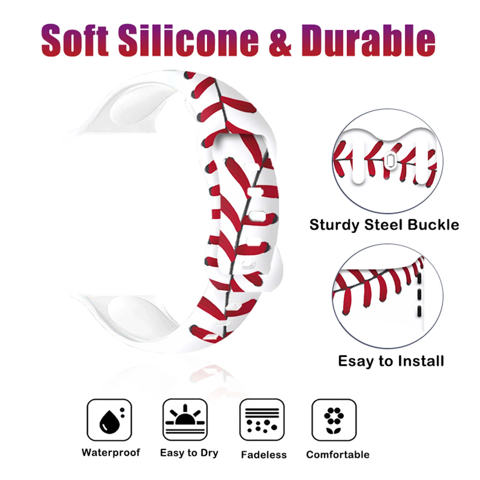 Ball Grain Printed Strap for Apple Watch 10 9 8 7 6 Silicone Band Replaceable Bracelet for iWatch 46mm 44mm 42mm 41mm Watchband