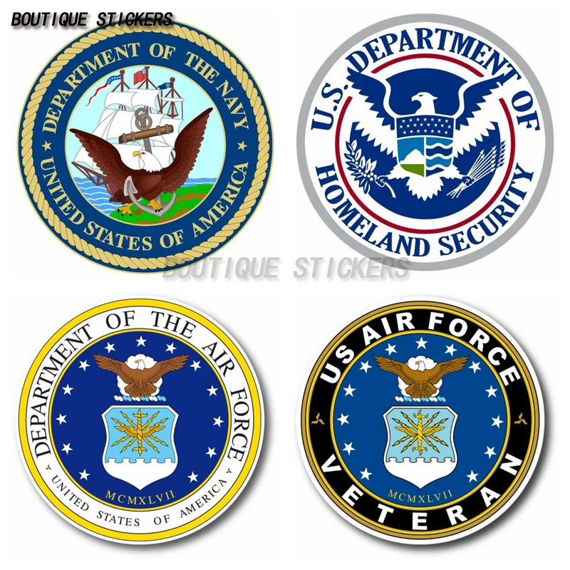 

USN US Navy, Air Force VETERAN Homeland Security Badge Vinyl Stickers 3M Made in the USA Truck Window Wall Car Notebook